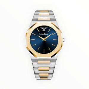 Silver Gold Case with Navy Blue Dial