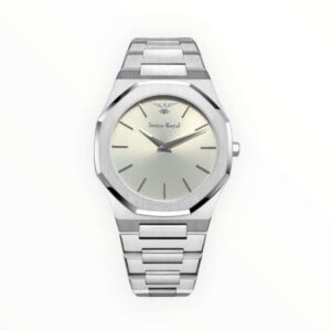 Sliver Case with White Dial